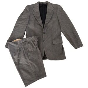 VTG Yves Saint Laurent Grey Herringbone Wool Men's 2-Piece‎ Suit 38M/32" *READ*
